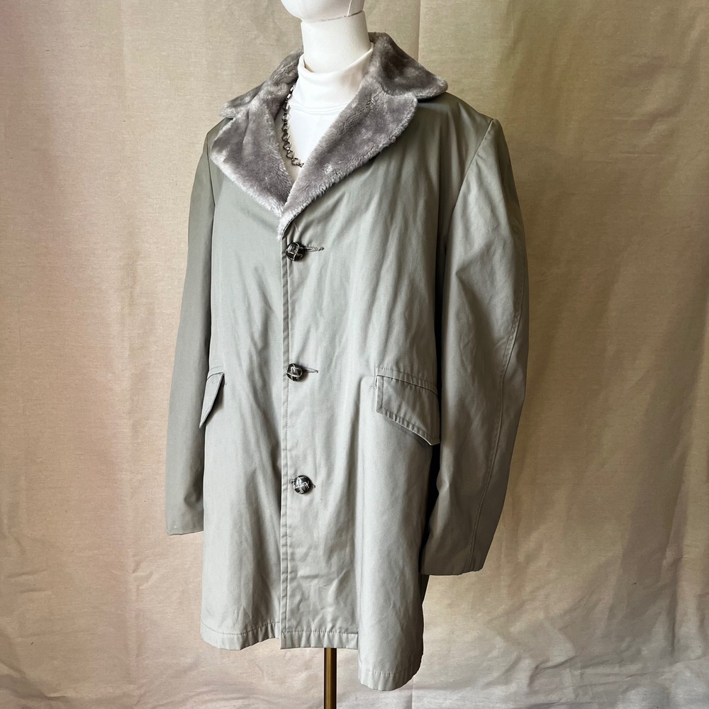 Vintage Maine Guide by Congress Gray Coat with Faux Fur Lining Sz 40 Made in USA - Picture 6 of 11